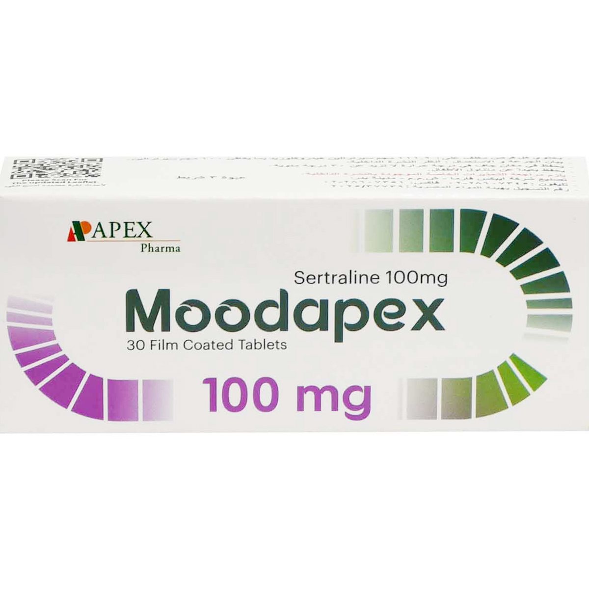 Moodapex 100 mg 30 Film Coated Tablets image number 0