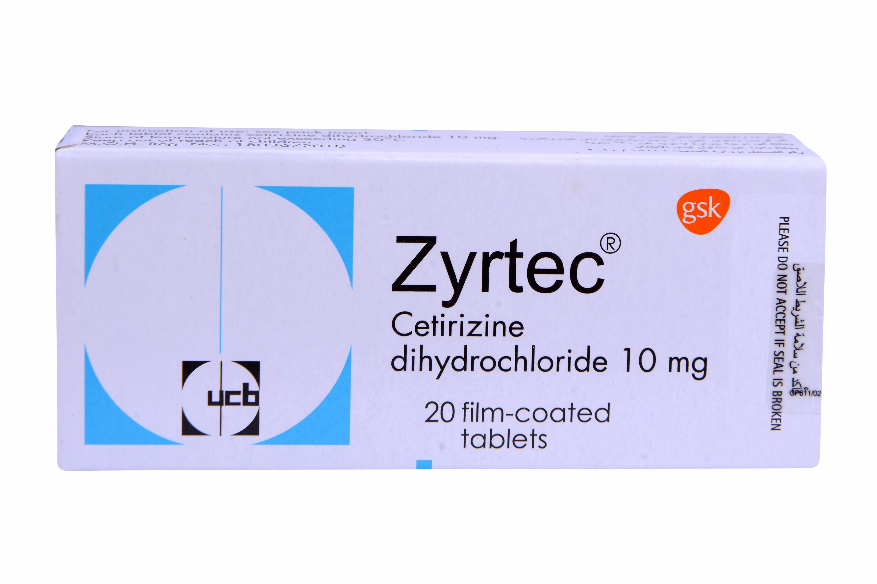 Zyrtec 10mg 20 Tablets image number 0