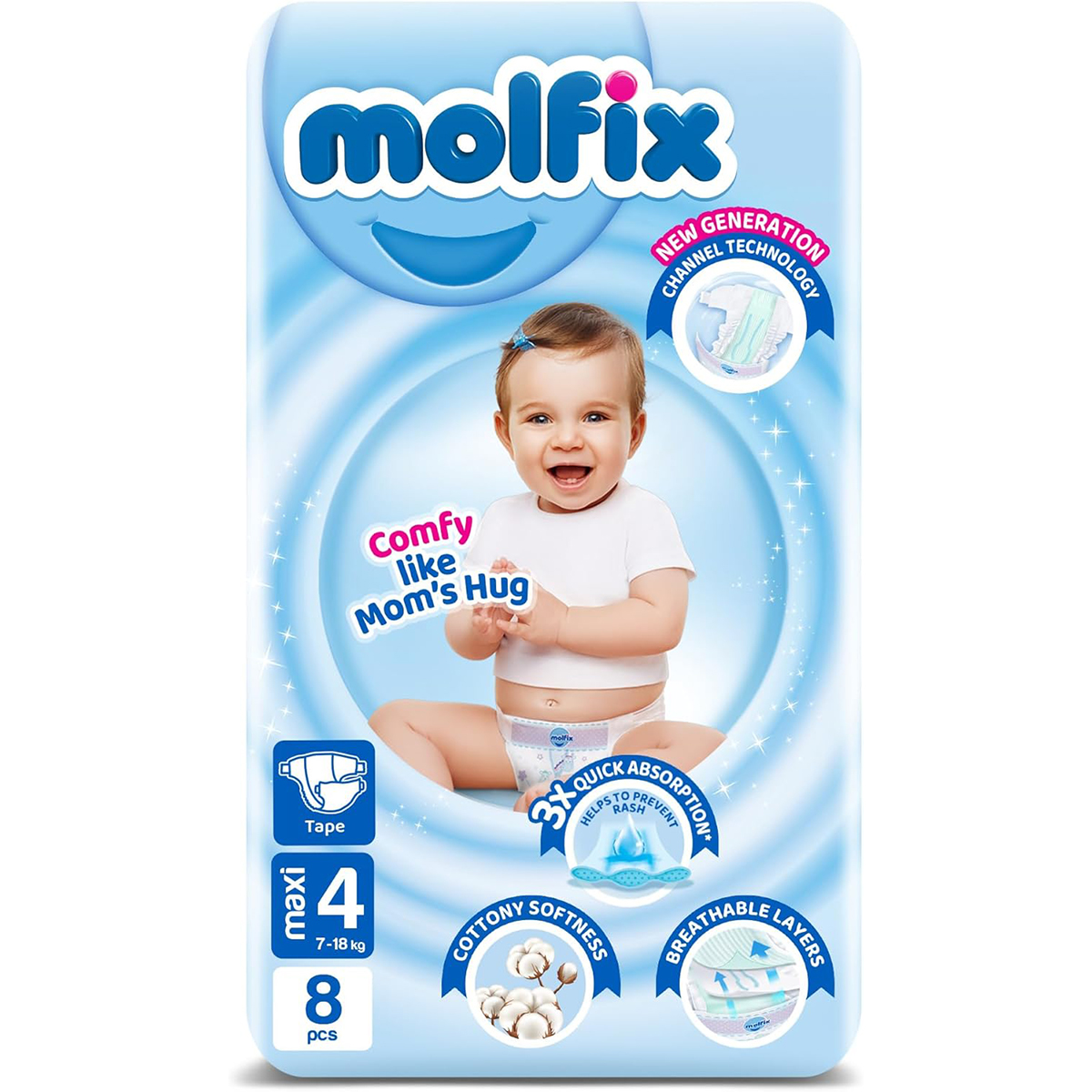 Molfix (4) Maxi (7-18kg) Diaper 8pcs image number 0