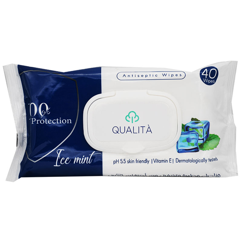 Qualita Antiseptic Wipes Ice Mint 40 Pieces image number 0