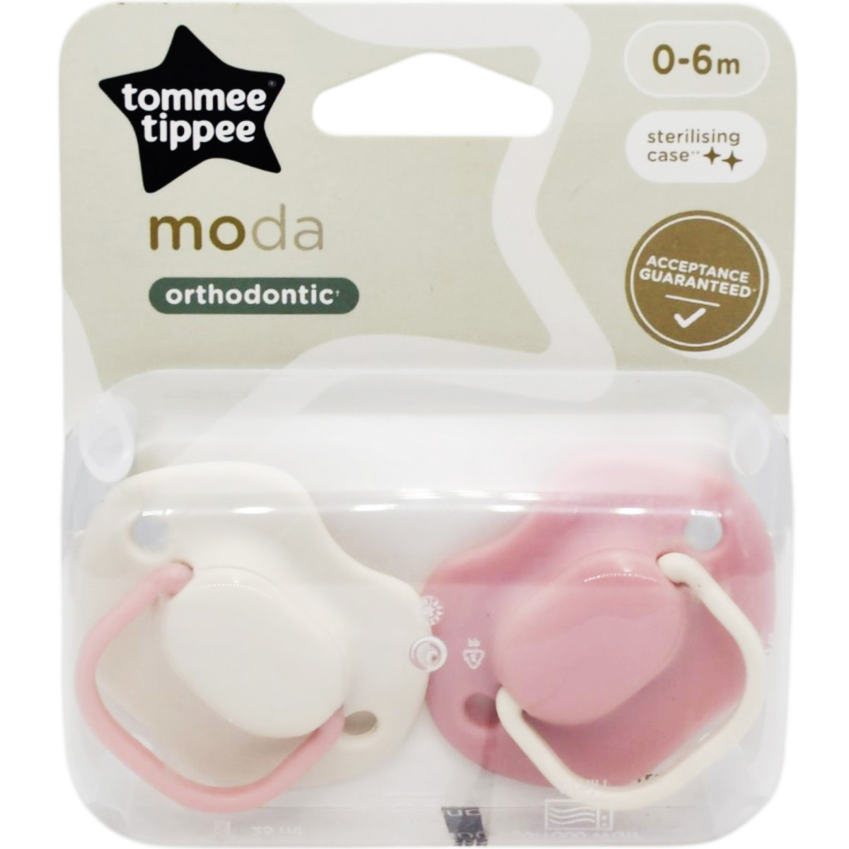 Tommee Tippee Moda Orthodontic Soothers (0-6 Month) 2 Pieces image number 0