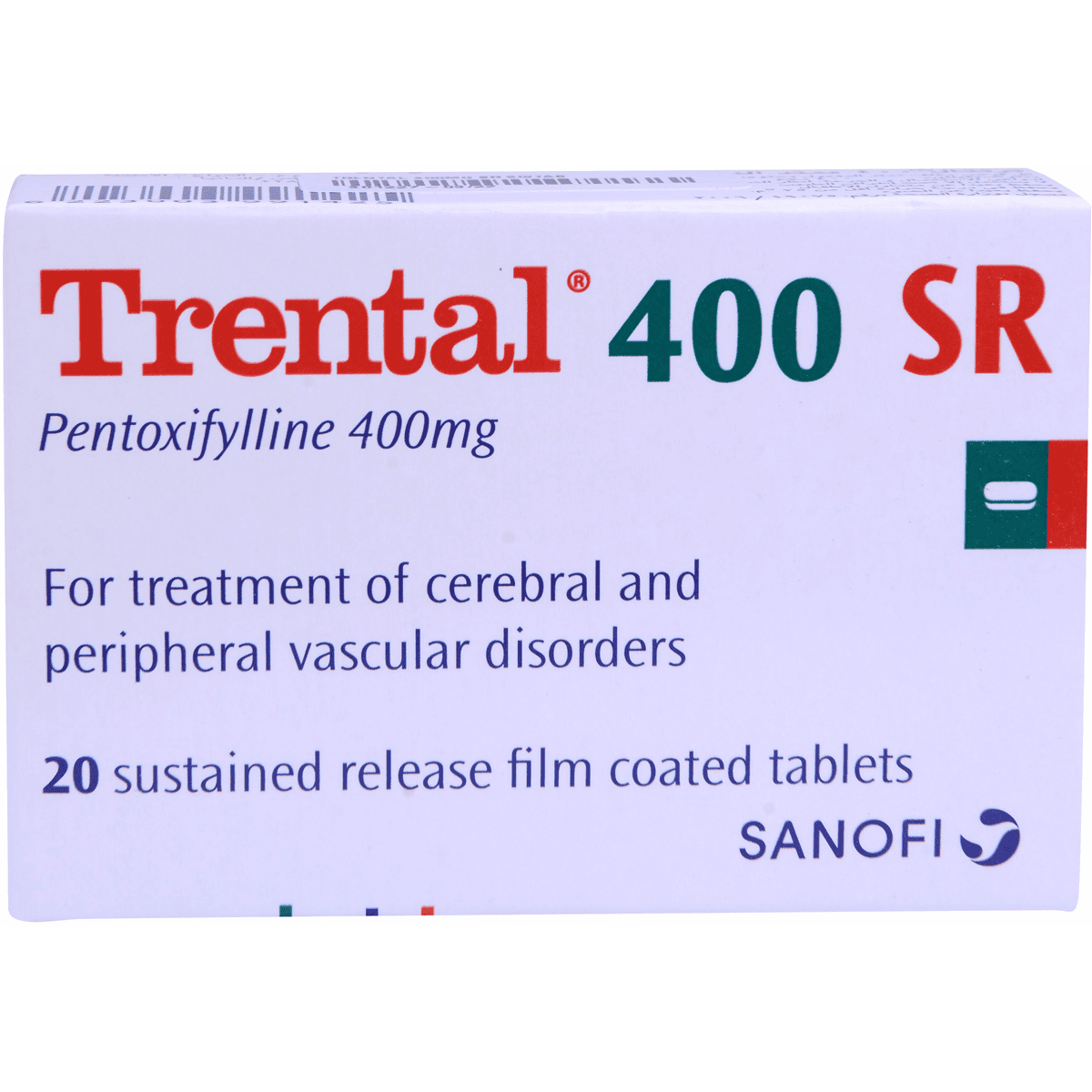 Trental 400mg SR (Sustained Release) 20 Tablets image number 0