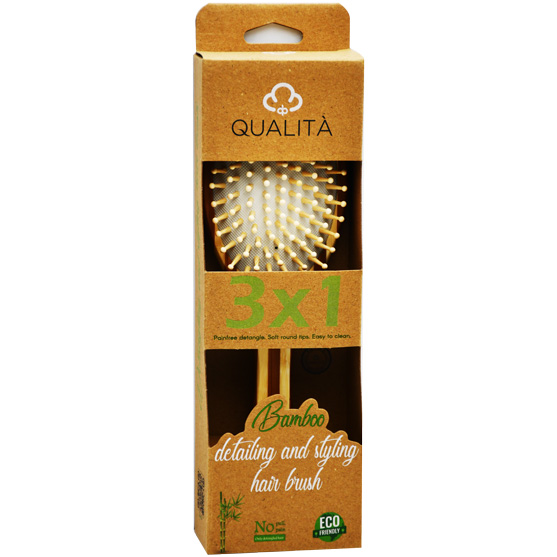 Qualita Bamboo Detangling and Styling Oval Hair Brush image number 0