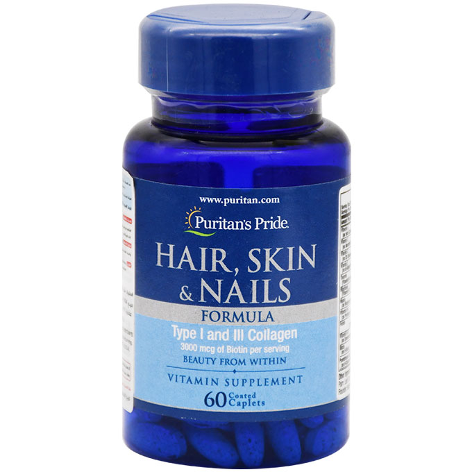Puritan's Pride Hair, Skin & Nails Formula 60 Coated Caplet image number 0