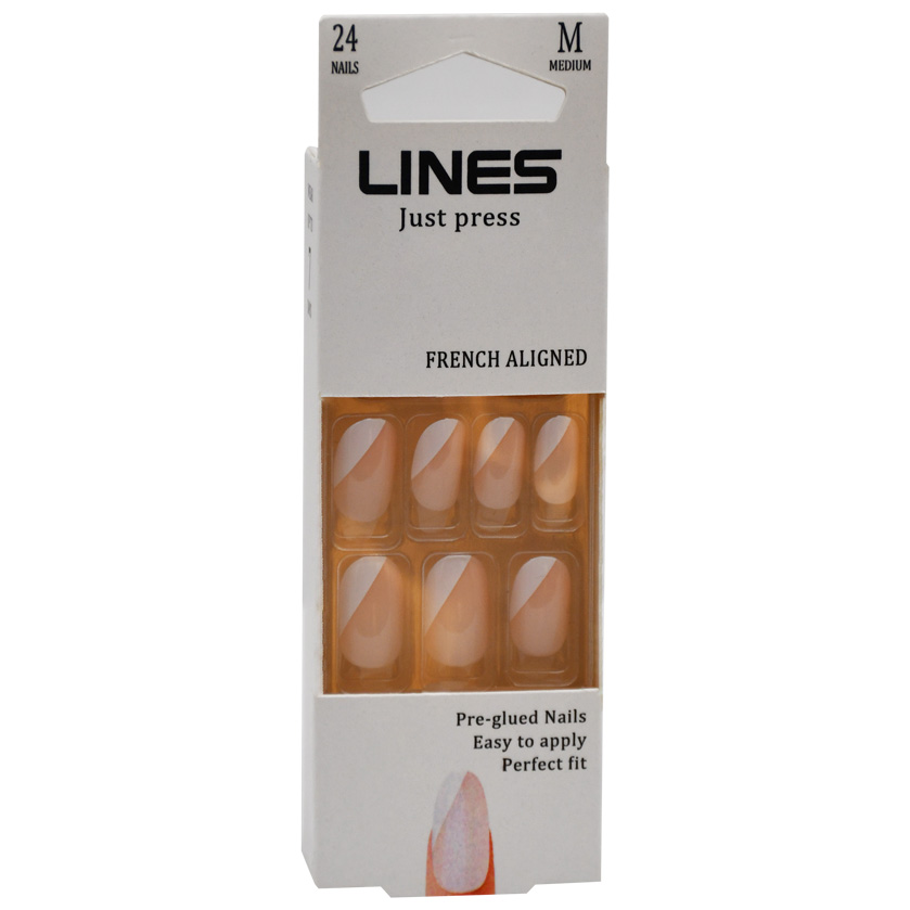 Lines Nails French Alignment Medium 24 Pieces image number 0