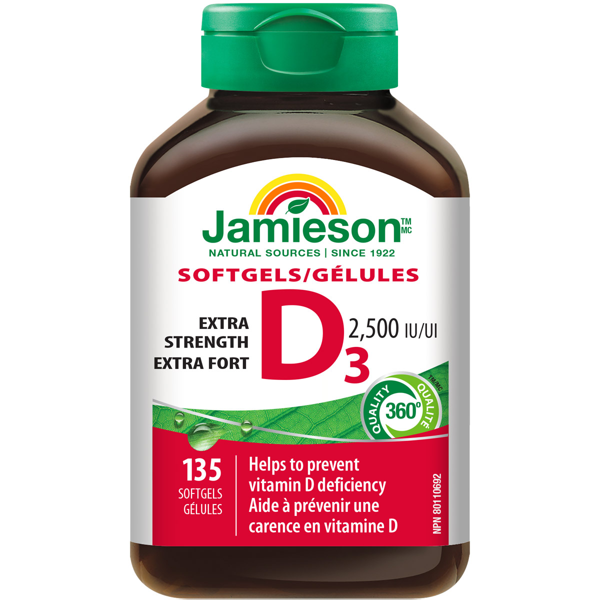 Jamieson Vitamin D3 Extra Strength 2500 Iu 135 Softgels image number 0