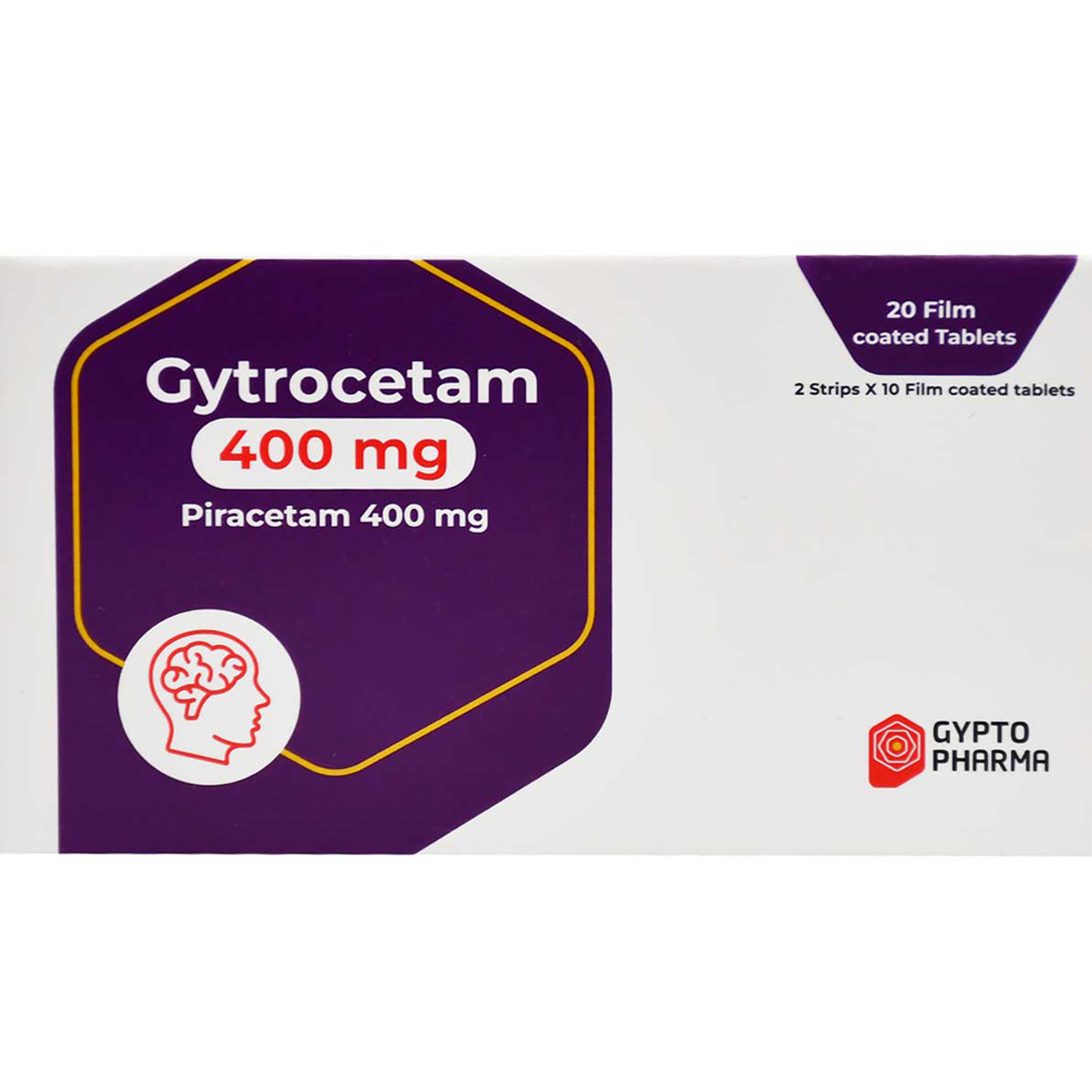 Gytrocetam 400mg 20 Film Coated Tablets image number 0