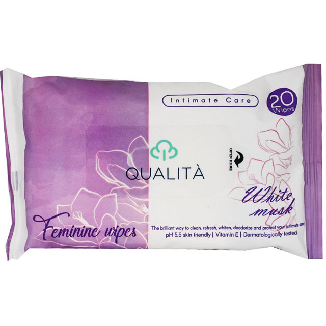 Qualita Feminine Wipes White Musk 20 pieces image number 0