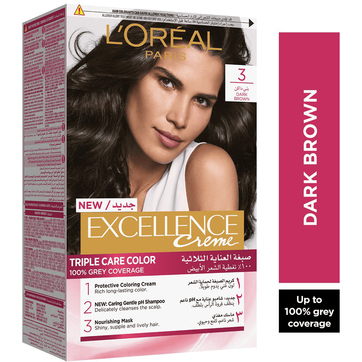 Loreal Excellence Cream/3 Dark Chestnut Brown image number 0