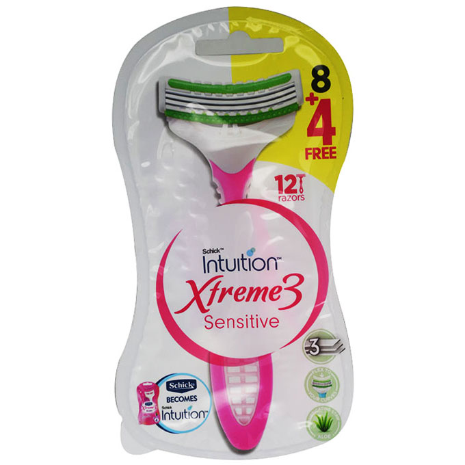 Schick Intuition Xtreme 3 Sensitive 8+4 Razors (Offer Pack) image number 0