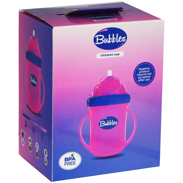 Bubbles Children Straw Cup With Hand Pink image number 0