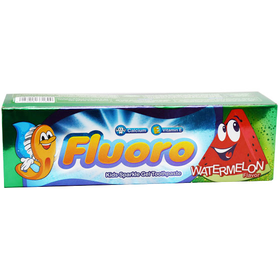 Fluoro Watermelon Kids Sparkle Gel Toothpaste 50gm image number 0
