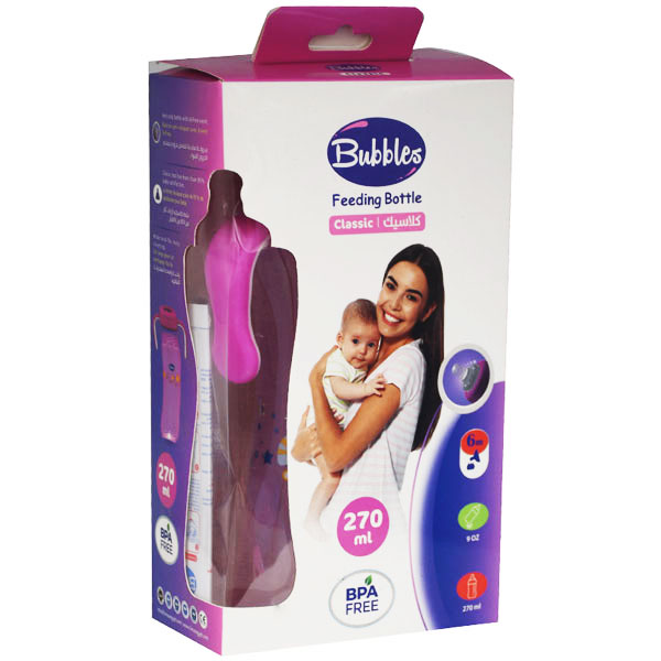 Bubbles Classic Bottle With Hand (6)Month Pink 270ml image number 0