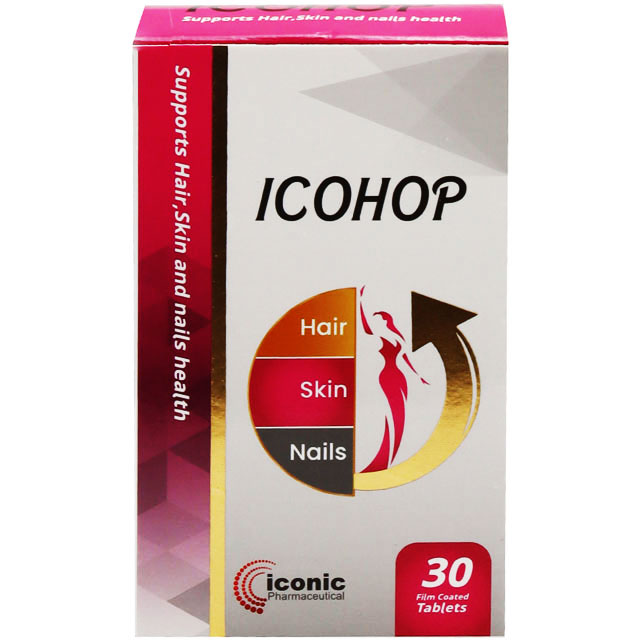 Icohop Hair Skin and Nails 30 Film Coated Tablets image number 0