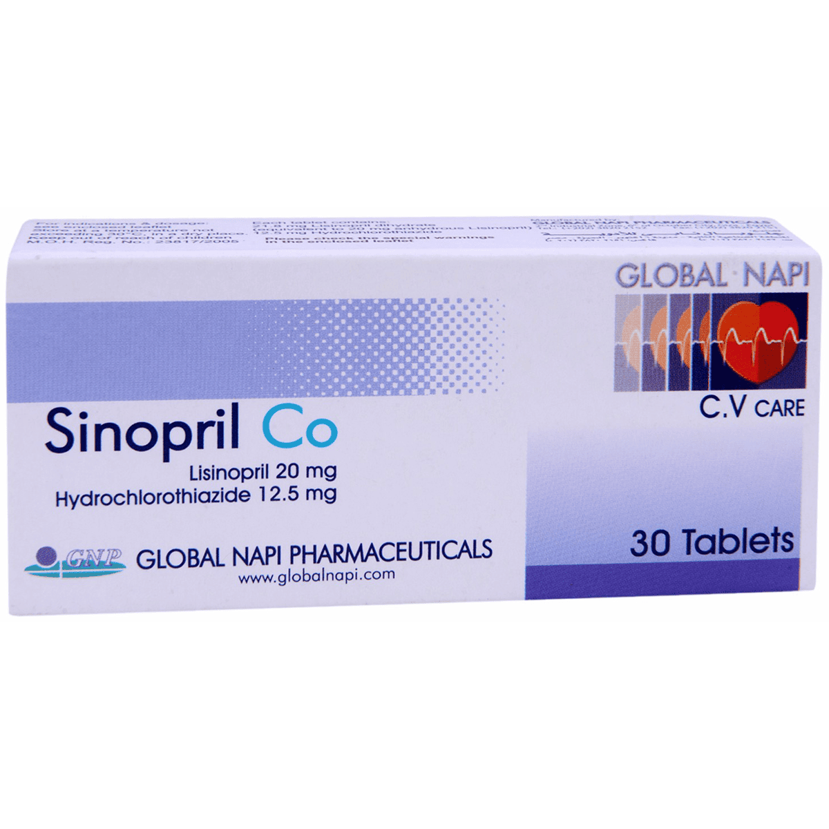 Sinopril Co 20mg/12.5mg 30Scored Tab image number 0