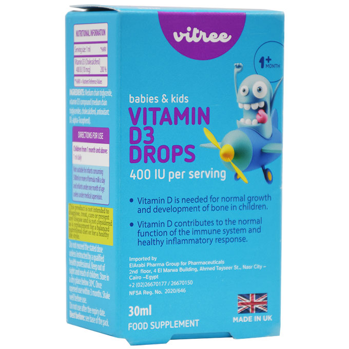 Vitree Vitamin D3 400 IU 30ml (+1 Months) Oral Drop image number 0