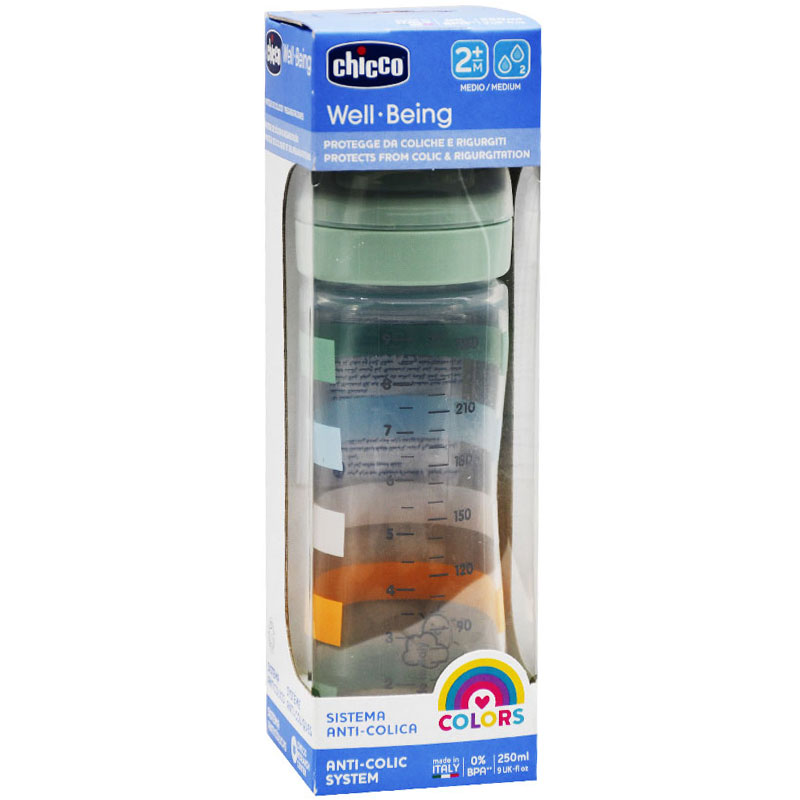 Chicco Wide Bottle Green 250ml (+2 Month)/002221 image number 0