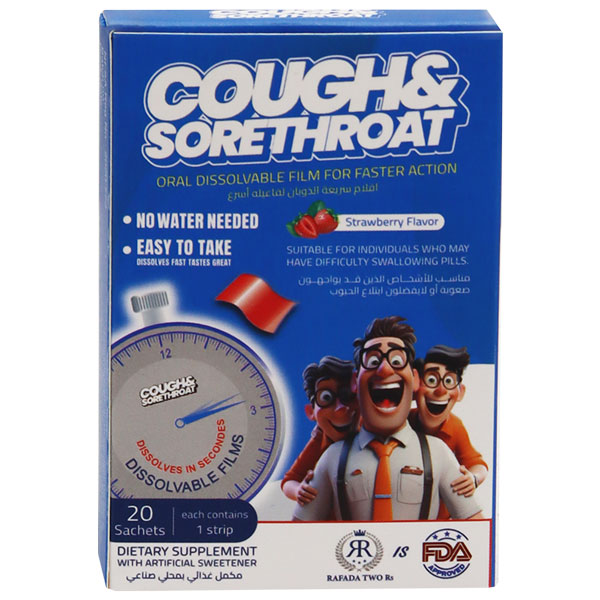 Cough & Sore Throat Oral Dissolvable Films (Strawberry Flavor) 20 Films image number 0