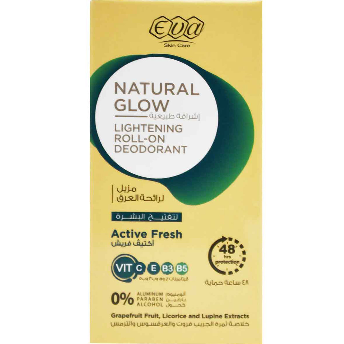 Eva Natural Glow Active Fresh Lightening Deodorant Roll On For Women 60 gm image number 0
