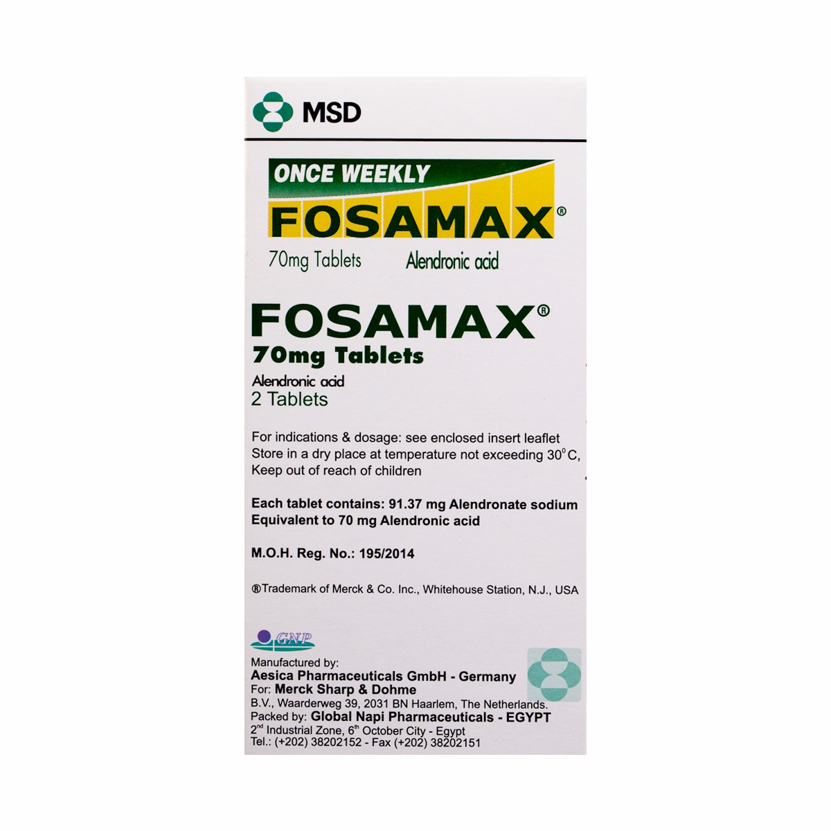 Fosamax 70mg 2 Tablets image number 0