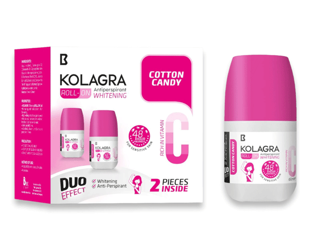 Kolagra Cotton Candy Whitenig Deoderant Roll On 2*60ml (Offer Pack) image number 0