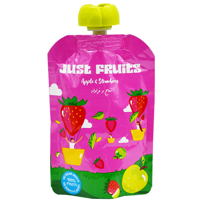 Just Fruits Apple and Strawberry Puree 110gm image number 0