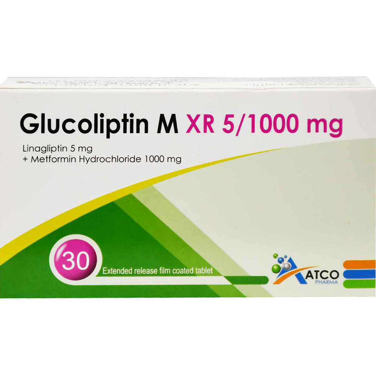 Glucoliptin M XR 5 mg/1000 mg 30 Film Coated Tablets image number 0