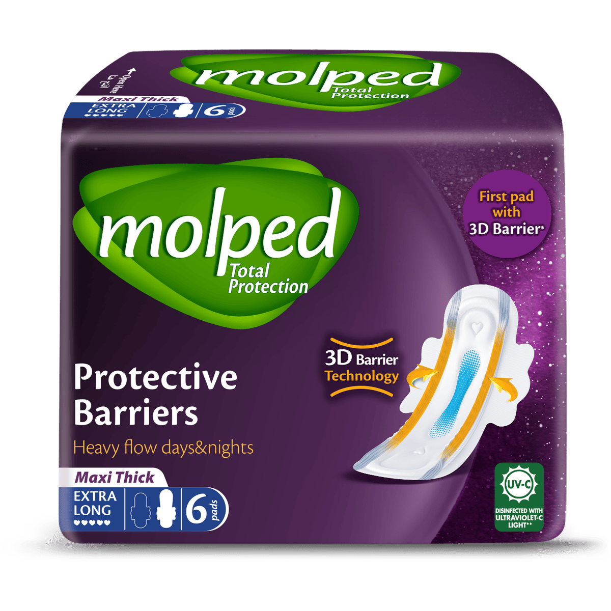 Molped Total Protection Maxi Thick Extra Long 6 Pieces image number 0