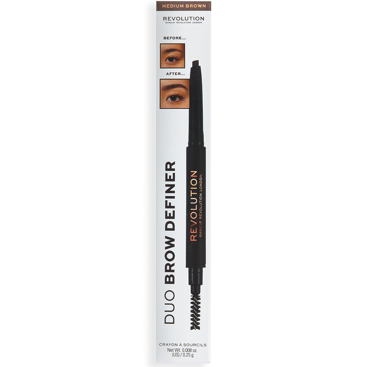 Revolution Duo Brow Definer Pencil Medium Brown image number 0