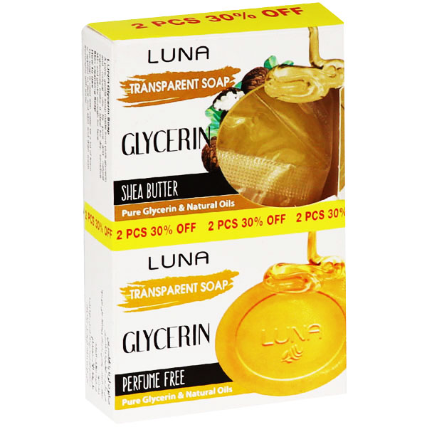 Luna Glycerin (Perfume Free + Shea Butter) Soap 2 x 72gm 30% (Offer Pack) image number 0