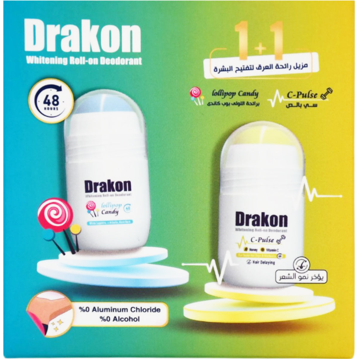 Drakon (Lollipop Candy+C-Pulse) Deodorant Roll On 2 x 50ml (Offer Pack) image number 0