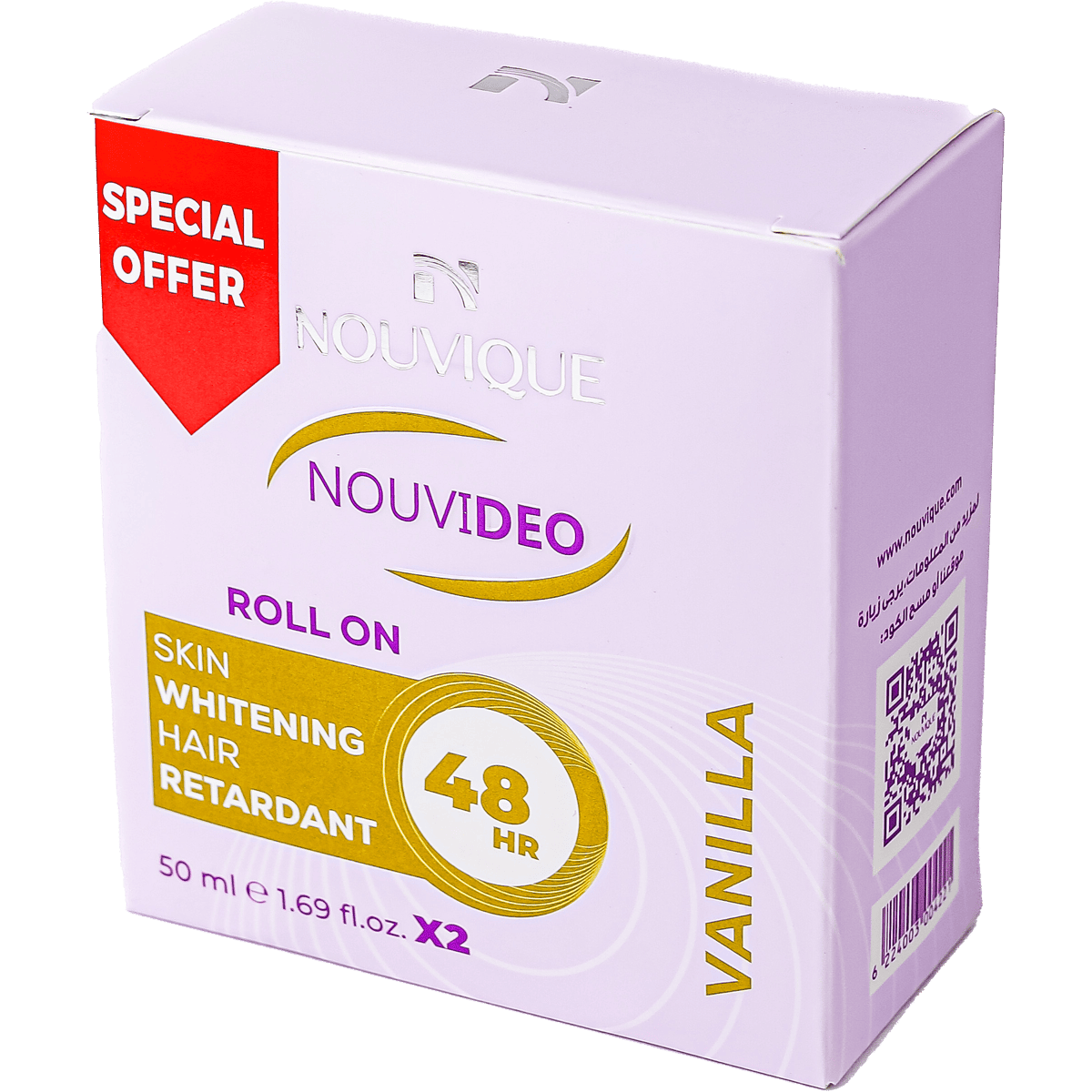 Nouvique Nouvideo Vanilla Deodorant Roll On for Women 2x50 ml (Offer Pack) image number 0