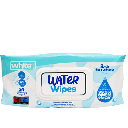 White Water Wet Wipes with Cap 50 Pieces image number 0