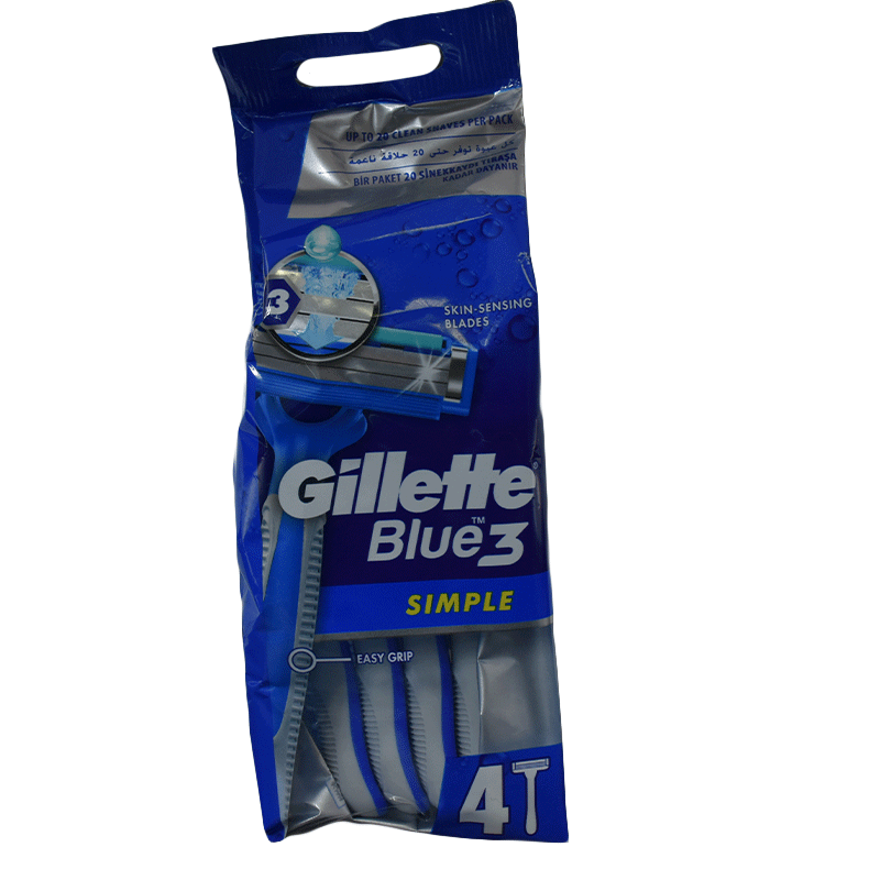 Gillette Blue 3 Simple Easy Grip 4 Pieces image number 0