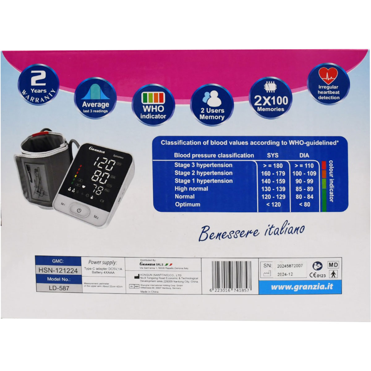 Granzia Syncotens Blood Pressure Monitor /LD-587 image number 1