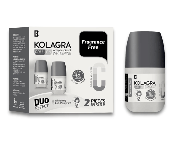 Kolagra Fragrance Free Whitenig Deoderant Roll On 2*60ml (Offer Pack) image number 0