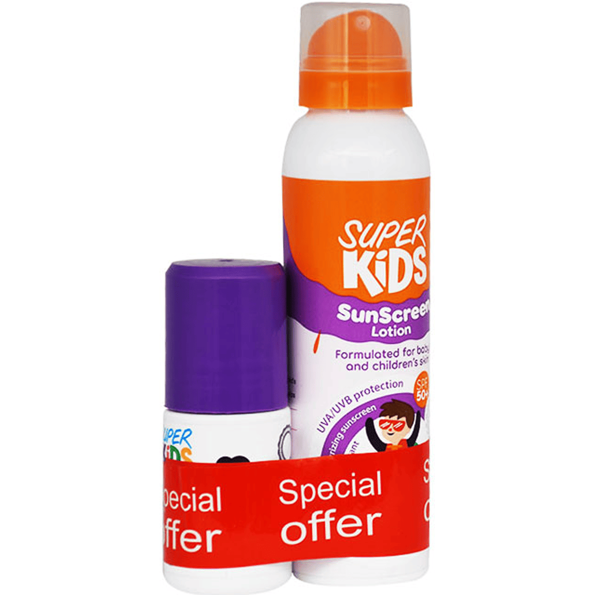 Super Kids( Sun Screen (50+) Lotion 200ml +Roll On 30ml ) (Offer Pack) image number 0