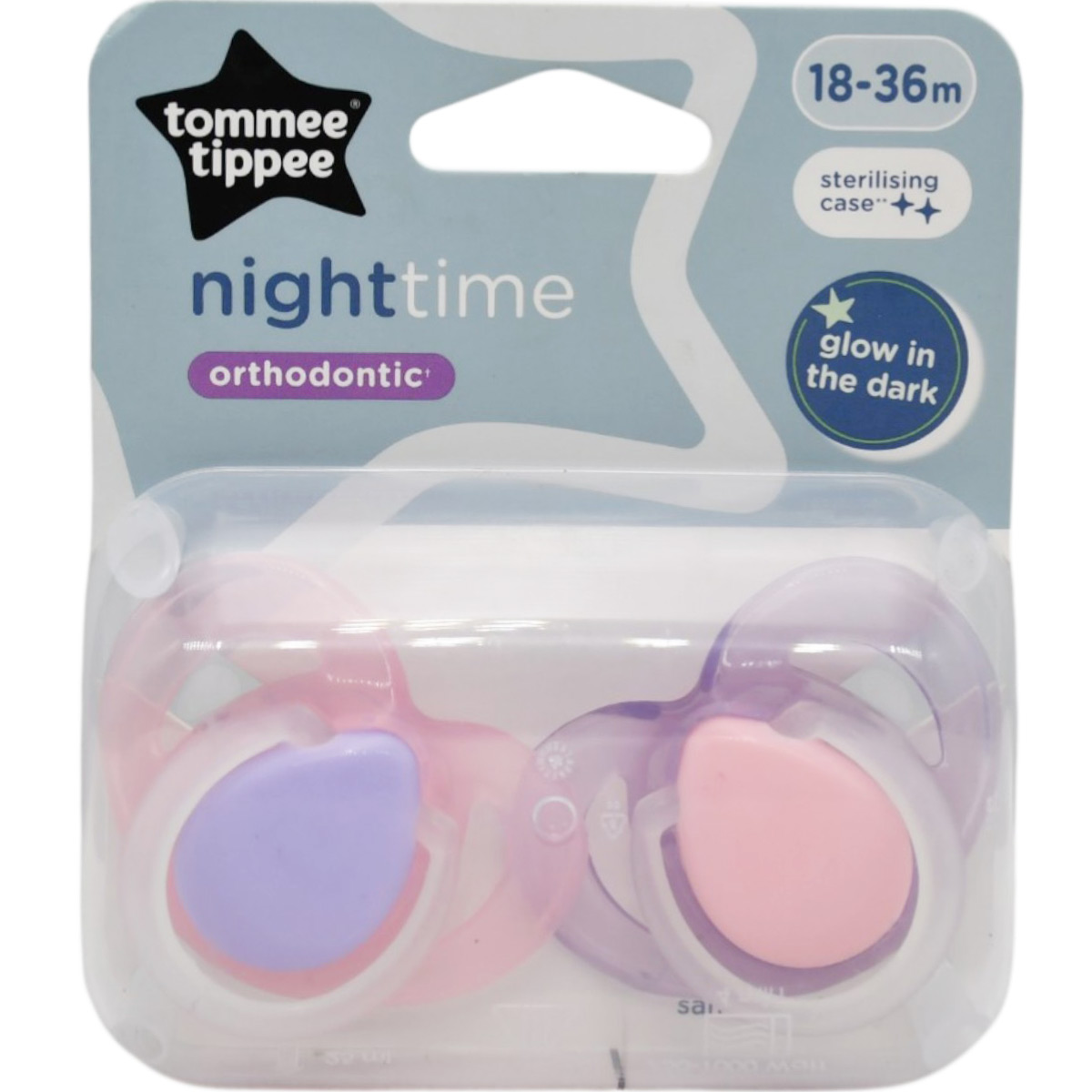 Tommee Tippee Night Time Orthodontic Soother (18-36 Month) 2 Pieces image number 0