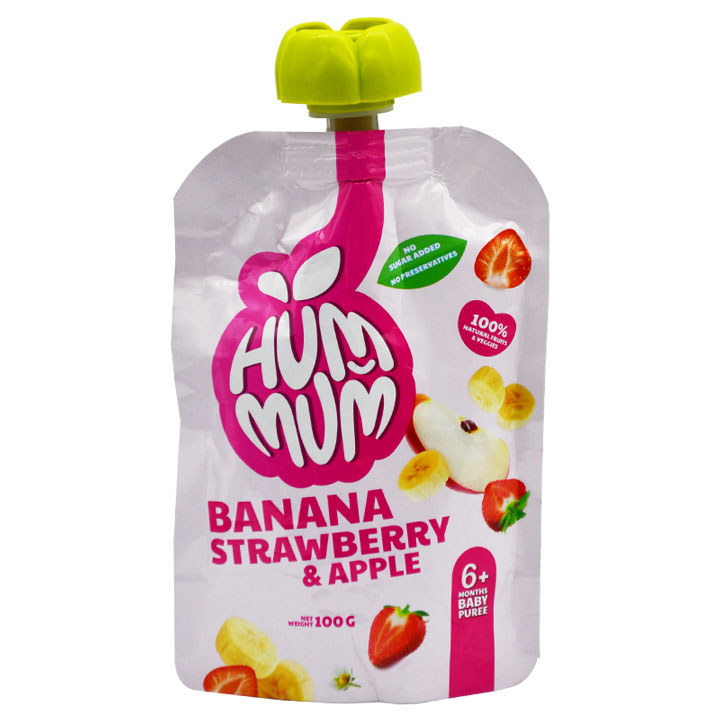 Hum Mum Strawberry and Apple and Banana Puree (6+ Months) 100gm image number 0