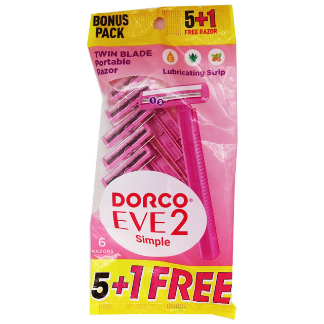 Dorco Eve 2 Simple Disposable Razor 5+1 Pieces (Offer Pack) image number 0