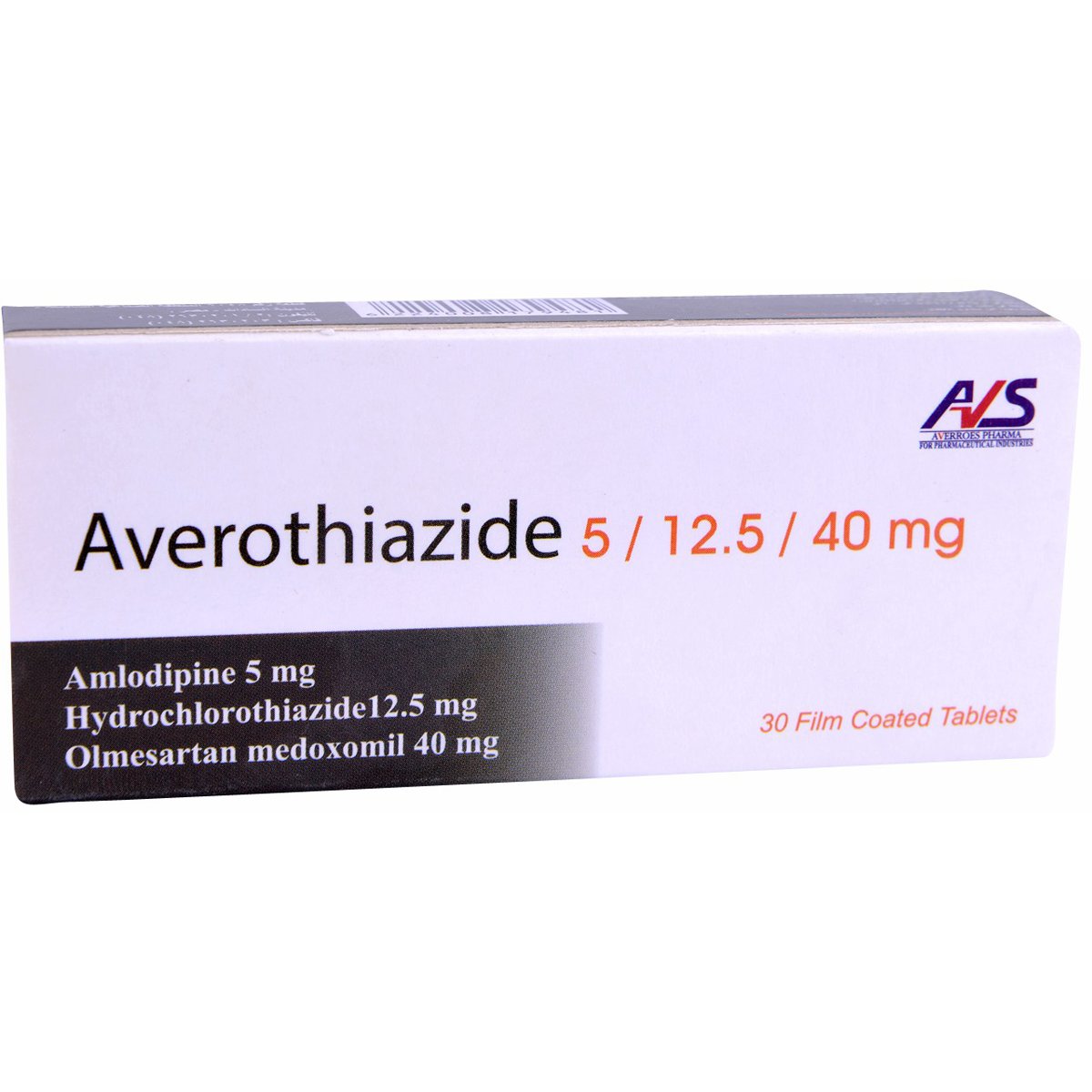 Averothiazide 5/12.5/40mg 30 Film Coated Tablets image number 0