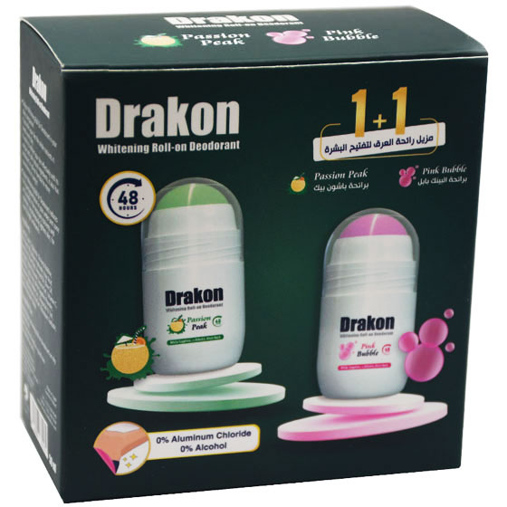 Drakon ( Pink Bubble + Passion Peak ) Deodorant Roll On 2X50ml (Offer Pack) image number 0