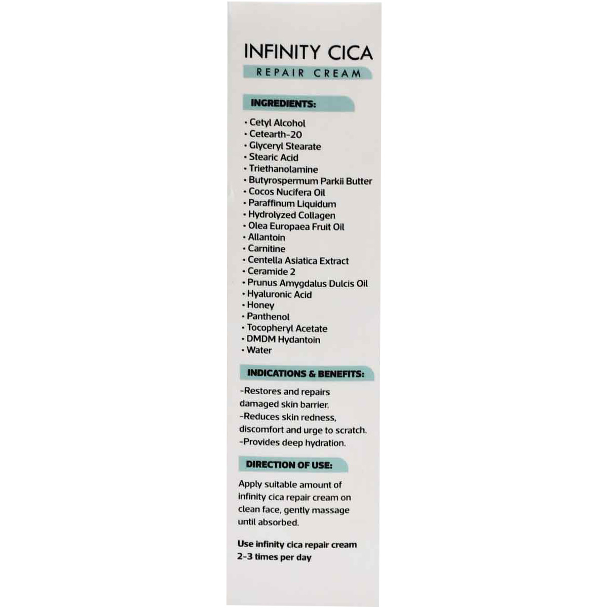 Infinity Cica Repair Cream for Sensitive and Irritated Skin 50 gm image number 1