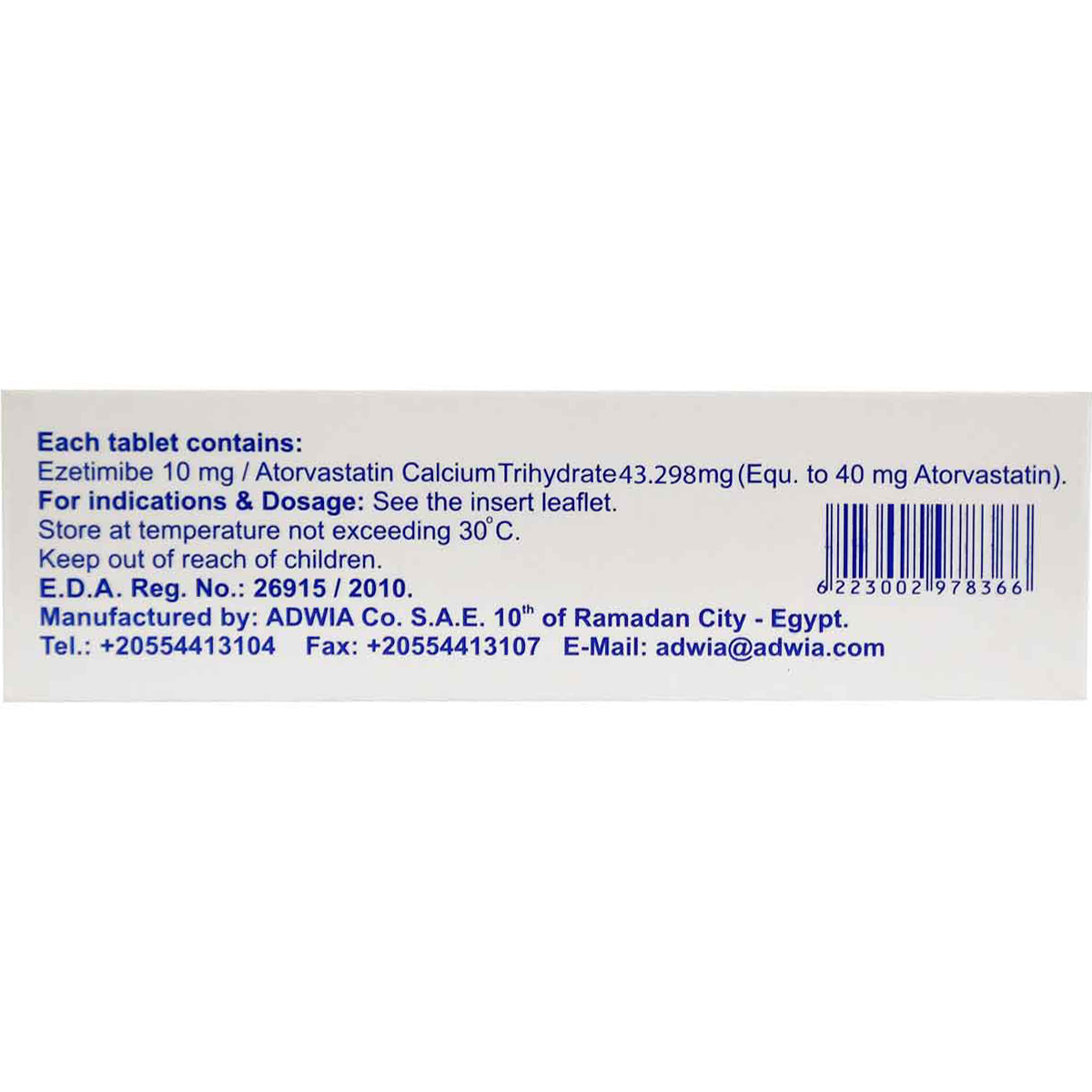 Ezastatin 10 mg/40 mg 30 Tablets image number 1