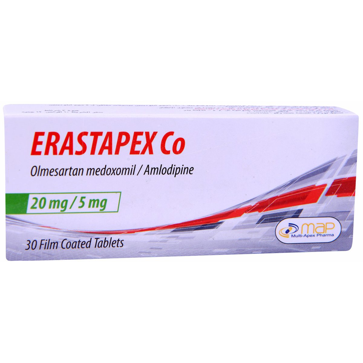 Erastapex Co 20mg/5mg 30 Film Coated Tablets image number 0