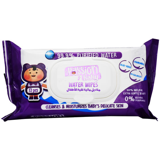 Passion Baby Moisturizing Water Wipes 72 Pieces image number 0