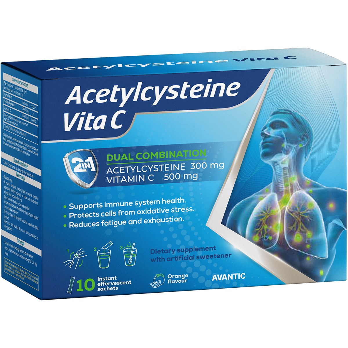 Acetylcysteine Vita C 32 gm 10 Effervescent Sachets image number 0