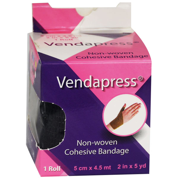 Vendapress Cohesive Bandage 5Cmx4.5 Metre (Black) image number 0