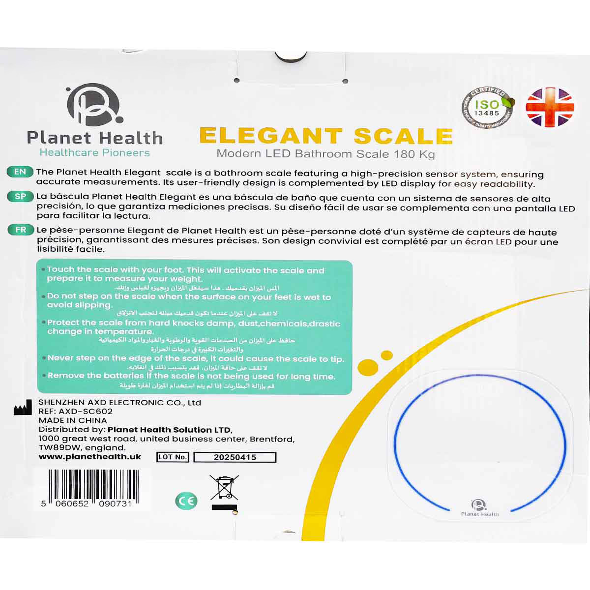 Planet Health Elegant Scale 180 Kg/AXD-SC602 image number 1