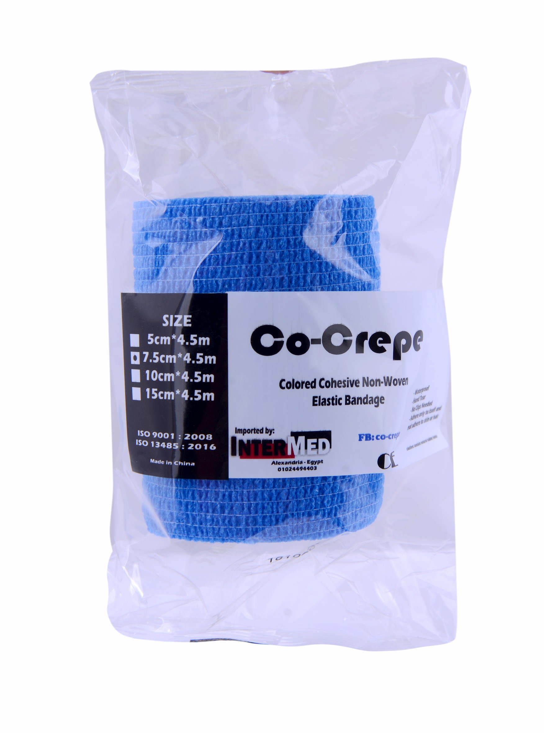 Elastic Cohesive Bandage Co Crepe 7.5Cm/Blue image number 0